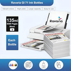 Ravaria Refill Ink for HP GT51XL/53XL GT 52 for HP Ink Tank 115,310,315,319,410,415,416,419,455,500,515,530,589,615,750,790,670,GT5810,GT5811,GT5820(GT51XL + GT52CMY(4 Color Set),Multi-Color Pack)
