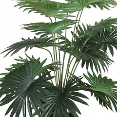 GARDEN GYANI Artificial Areca Palm Plant with Black Pot – 145 cm Tall Faux Tropical Decorative Plant with 35 Leaves for Home, Office & Living Room Décor