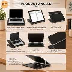 Premium Foldable Laptop Table with Adjustable Angle for Home, Study & Office Use (White, 15x21, Wooden)