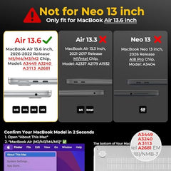 EooCoo Case for Apple MacBook Air 13.6 inch Cover M5 M4 M3 M2 Matte Texture