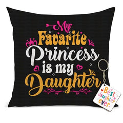 Gift for Daughter Birthday Special Birthday for Daughter Printed Cushion(12 inch X 12 inch with Filler with Keychian) Girls Pillow Daughters Day for Daughter and Girls (V) (D-5A)