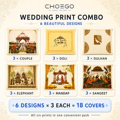 Choego New Season Wedding Print Saree Cover Pack of 12 | Zip closure, Doli Print Reusable storage bags, Ideal for bridal designer sarees, Wardrobe organizer, One side transparent