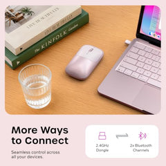 SATECHI Slim EX Wireless Mouse, Bluetooth & 2.4 GHz, Quiet Clicks, Silver
