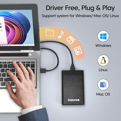 Sounce 2.5-Inch SATA to USB Type-C 3.1 External HDD/SSD Enclosure | 6Gbps UASP Speed | Tool-Free Design | Compatible with 7mm & 9.5mm Drives up to 6TB | Plug & Play | Shockproof Portable Case (Type C)