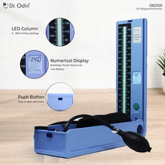 Dr. Odin OLS103 LCD Sphygmomanometer Manual Blood Pressure Monitor with Large Digital Display, Latex-Free Cuff, Accurate Readings, for Clinic & Home Use
