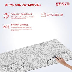 White Topographical XXL Gaming Deskmat 900x450mm – Extended Mousepad for PC