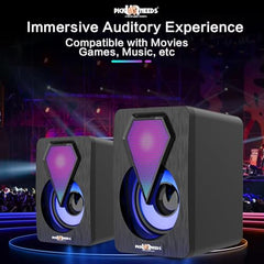 Pick Ur Needs RGB Multimedia Speakers High Bass USB Powered Desktop Speakers with Dynamic LED Lights Wired Speakers for PC, Laptop & Gaming