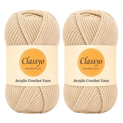 Classyo Acrylic Yarn for Crocheting (100gms x 1 Ball, 4ply) | Soft Wool Crochet Thread | Acrylic Hand Knitting Yarn | Wool for Crochet | For Sweater, Scarf, Hat, Baby Clothes, Purse, Gift Bags and DIY Crafts (Butter, Pack of 1)
