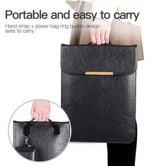 SwooK 15-16 Inch Laptop Sleeve with Handle & Pouch – Waterproof PU Leather Slim Case Compatible with MacBook Pro 16", Dell XPS 15, Lenovo, HP, ASUS – Scratch Resistant, Velvet Lined- Coffee