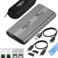PiBOX India NVME M2 Enclosure Fan, SSD Enclosure - USB 3.2 10Gbps, Tool-Free M.2 NVMe Case, PCI-E NVMe Reader, USB-C, Supports M & B&M Keys, 2230/2242