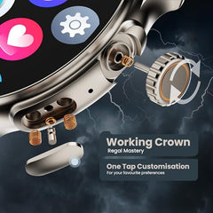 GOBOULT Crown R Pro 2 Smartwatch 1.43''HD AMOLED Display,BT Calling 5.2,600Nits Brightness,IP67,150+Watchfaces, 120+Sports Modes, AI Voice Assistant, SpO2 Monitoring(Charcoal Black)