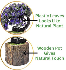 Dekorly Small Artificial Bonsai Tree Fake Plant Potted House Plants Japanese Pine Bonsai Plant Faux Bonsai for Home Indoor Decoration Office (Wooden Potted Plants, Design-G)
