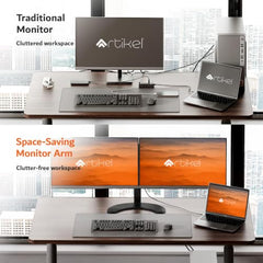 Artikel Double Monitor Desk Mount | Adjustable Heavy Duty Monitor Arms | VESA Mount with C Clamp & Grommet Mounting Base | Computer Monitor Stand for Screen up to 27 inch | Table Mounted | Black