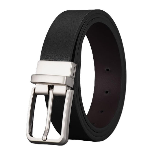 SYGA Men's PU Leather Belt, Casual Plain Pattern,122 cm Length, 3.3 cm Width (Black + Coffee)