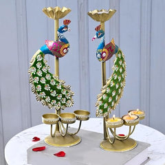 Festive Elegance Peacock Theme Decorative Tealight Stand | traditional handmade