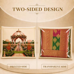 Choego New Season Wedding Print Saree Cover Pack of 12 | Zip closure, Doli Print Reusable storage bags, Ideal for bridal designer sarees, Wardrobe organizer, One side transparent
