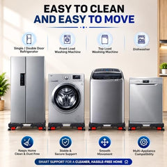 ZOLMIX® Adjustable Stainless Steel Washing Machine Stand for All Semi, Front & Top Load with Wheels & Anti Vibration Pads, Rustproof, Suitable with Fridge, Dishwasher & Air Cooler - (1 Year Warranty)