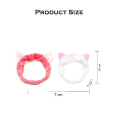 MOMISY Elastic Women's Lovely Hair Band Wash Face Spa Headband-Washable Facial Band Makeup Wrap Headbands Fits All Head Sizes (Red White-White Pink)-Set of 2