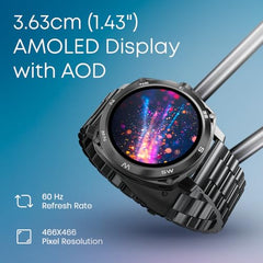Fastrack MYND 1.93” AMOLED Display Smart Watch for Men & Women with AI Watch Faces,AI Chat,Offline Voice Commands,Curved Metallic Design,Functional Crown,BT Calling, Health Suite,100+ multisport modes