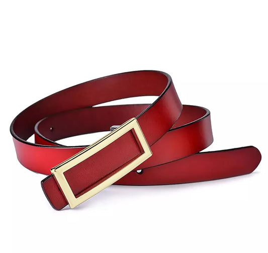 SYGA Women's Belt PU Leather Genuine Cowhide, Simple And Fashionable Decorative Suit Trouser Belt(Red)