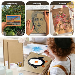 Lakeer Kraft Sketchbook - A4 Size, 250 GSM-25 Sheets, for Sketching, Drawing, Painting, etc - Landscape
