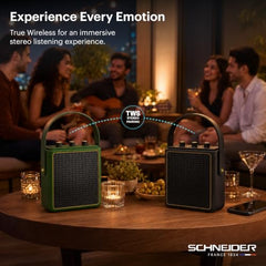 Schneider ENERZA HP20 Portable Wireless Bluetooth Speaker | 20W Triple-Driver 360° Sound | Auracast™ & Bluetooth 5.4 | IPX4 Splash Proof | Fast Charge 0–80% in 1Hr | 10Hr Playtime - Black
