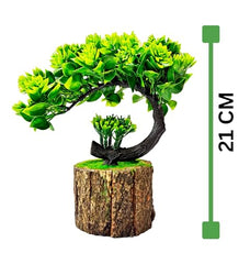 Dekorly Small Artificial Bonsai Tree Fake Plant Potted House Plants Japanese Pine Bonsai Plant Faux Bonsai for Home Indoor Decoration Office (Wooden Potted Plants, Design-G)
