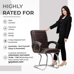 KITHANIA Executive Office Home Study Chair Library Chair with Cushioned Arm Rest & Seat Back, Reception or Conference Room Seating, 100 Kgs Limit (2, Pink, Double Pipe Chrome Frame)