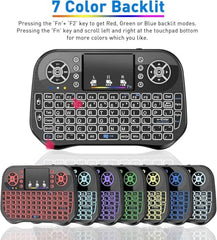 ETZIN Mini Wireless Keyboard,H20 with Touchpad, Colorful Backlit Small Wireless Keyb-oard,Full Size Touchpad, Handheld IR Remote Keyboard for Android TV Box Windows etc (EPL-600KM)
