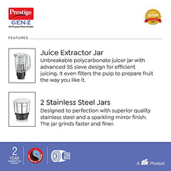 Prestige Delight Pro Mixer Grinder 750 W, 6 Jars, (1500 ml, 1000 ml, 1500 ml, 450 ml) (Purple)
