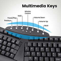 Perixx PERIBOARD-612W Wireless Ergonomic Split Keyboard with Dual Mode 2.4G and Bluetooth Feature, Compatible with Windows 10 and Mac OS X System, White, US English Layout