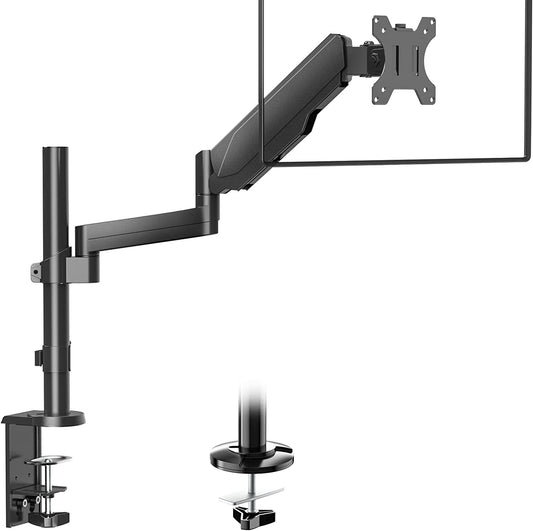 SYGA Monitor Stand Arm Desk Mount Fully Height Adjustable Bracket with C-Clamp & Gronment 180°Tilt Rotation Supports 22 to 35 Inch Monitors and TV - Single MSE03