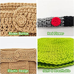 MOMISY Newborn Photography Prop 3Pcs Handmade Crochet Knitted Hat Diaper Cover Weapon Costume Photo Outfit for Baby Boy/Girl-Solider, Green & Cream