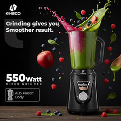 Kinsco 550W Blender Mixer with 3 Jars, Black
