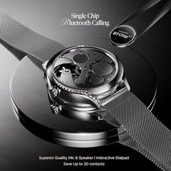 boAt Enigma Gem Women's Luxury Smart Watch w/ 1.19” (3.02cm) AMOLED Display, Emergency SOS Live Location Sharing, Female Wellness, Watch Face Studio, BT Calling, Watch for Woman (Rose Gold)