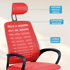 Casa Copenhagen Mesh Mid Back Office/Study/Computer/Revolving/Desk Chair for Work from Home -Metal Base, Height Adjustable Seat - Grey Milange & Black Handle