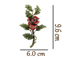 SYGA Brooch Pin Fashion Crystal Rhinestone Jewellery Pin Vintage Accessories Decoration Clothing Bouquet Brooches for Bridal Women Girl (LEAF ROSE)