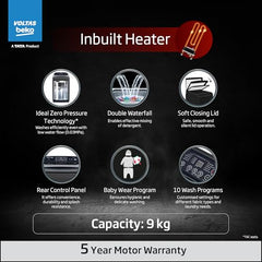 Voltas Beko, A Tata Product 9 Kg 5 Star Fully-Automatic Top Loading Washing Machine with Anti-Bacterial wash Technology (WTL9006UEAH / OBS3060, Dark Grey, Inbuilt Heater)