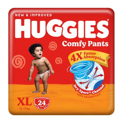 Huggies Comfy Pants Baby Diaper, Large (L) Size (9-14 Kgs), Pack of 192 (96 count, Pack of 2)