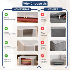 Homestrap set of 6 Foldable Saree Covers/Clothes Storage Bag/Wardrobe Organizer With Transparent Window And Zip For Lehenga, Suit, Dress,& Accessories (Grey)(Featured on Shark Tank), Polypropylene