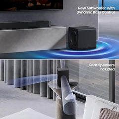 Samsung 320 W True 3.1.2ch Soundbar with Dolby Audio | Q-Symphony | Center, Up-Firing Speakers | HDMI eARC | Optical in | Bluetooth 5.3 | Wireless Subwoofer (HW-Q600H/XL, Titan Black)