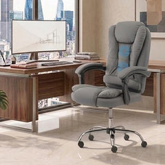 Casa Haus Italia Premium Leatherette Office Chair for Work | Boss Chair, Ergonomic Executive, Luxurious Cushioned Arms & Seat, 2 Point Back Massager, Heavy Duty Metal Base (Burgundy)