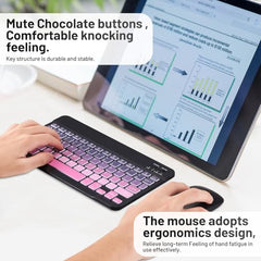 Bluetooth Keyboard and Mouse Combo Rechargeable Portable Wireless Keyboard Mouse Set for Apple iPad iPhone iOS 13 and Above Samsung Tablet Phone Smartphone Android Windows (Gradient White Purple)