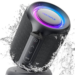 Deeyaple Portable Bluetooth Speaker, IP67 Waterproof Mini Bluetooth Speaker Wireless V5.3 with Stereo Sound,All Day,TWS Pairing,LED Light,Gift for him/her (Red)