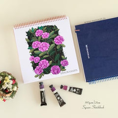 MENORAH - Artist Square Sketch Book - 180 GSM - Square Drawing Book - (100 Pages/50 Sheets) - Hard Metal Spiral Bound - (15.0 cm x 15.0 cm) - Pink