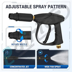 Painter Spray Gun Pressure Water Spray Gun for Car Wash & Floor Cleaning with 15 MPa High Pressure, Adjustable Nozzle, 100% Brass Valve and Adapters, Black, PCG-15