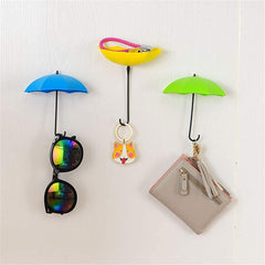 SYGA Umbrella Wall Hooks Set Colourful Utility Sticky Wall Key Rack Hanging Holder Decor Wall Mounted Hook Up Decoration Organiser for Kitchen Bathroom Office Keys Jewellery Small Items- 12Pcs