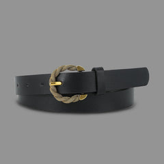 SYGA Women's Retro Snake-Shaped Pin Buckle Thin PU Belt All-Match Long Dress Accessory(Black)