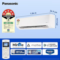 Panasonic 1.5 Ton 5 Star Premium Wi-Fi Inverter Smart Split AC (Matter Enabled, Higher Airflow, Copper Condenser, 7in1 Convertible, True AI, 4-Way, PM 0.1 Filter, CS/CU-NU18AKY5WX, White)