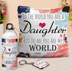 Gift for Daughter Birthday Special Birthday for Daughter Printed Cushion(12 inch X 12 inch with Filler with Keychian) Girls Pillow Daughters Day for Daughter and Girls AT-7